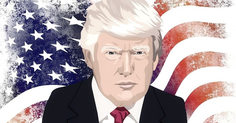 Donald Trump in front of a US flag