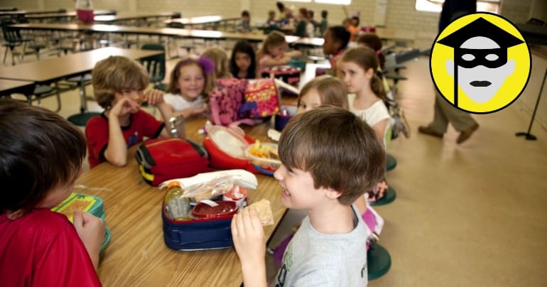 School children having lunch