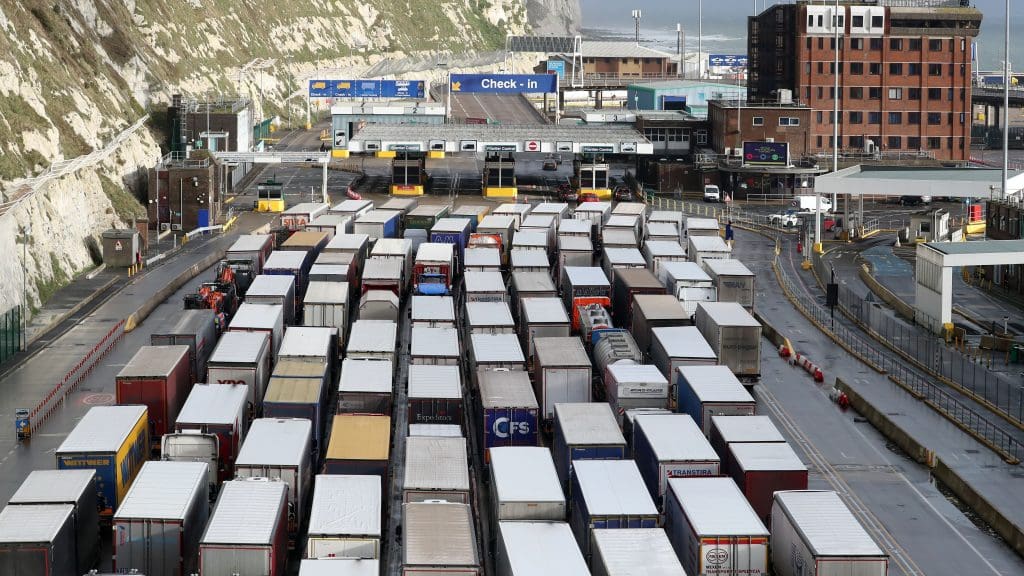 Queues of Brexit lorries