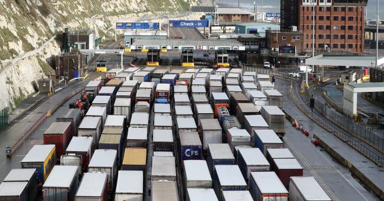 Queues of Brexit lorries