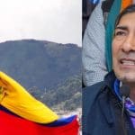 Ecuadorian flag and presidential candidate Yaku Perez