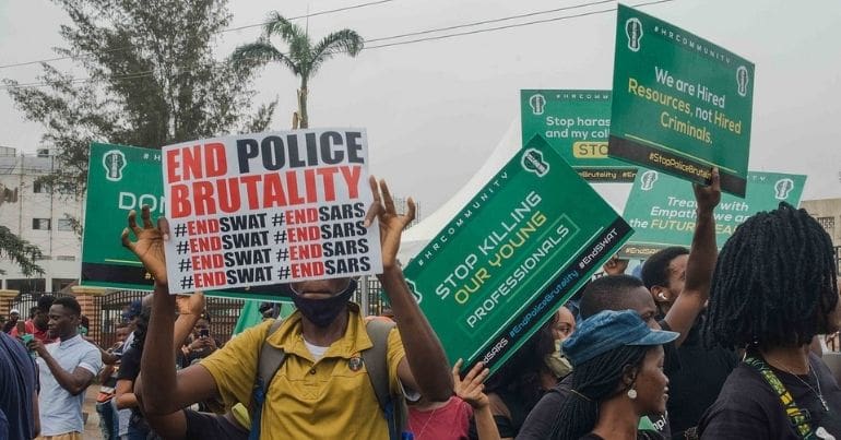 End SARS peaceful protest in Alausa, Nigeria