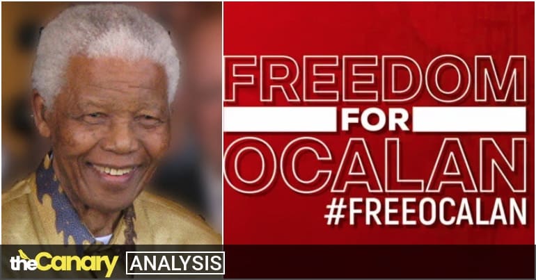 Nelson Mandela and freedom for Ocalan banner