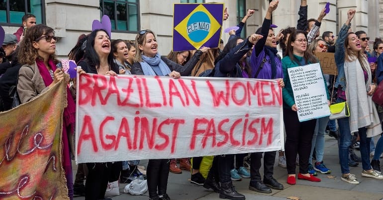 People protesting Brazil