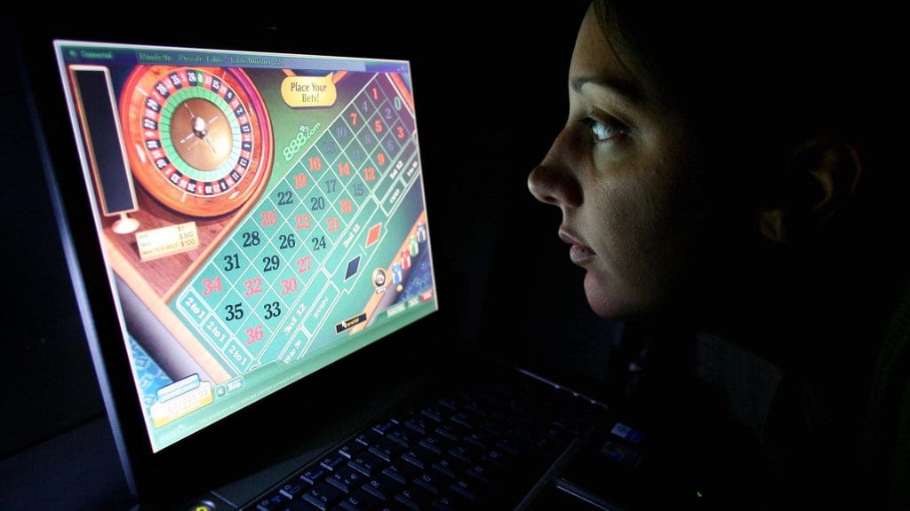 A woman gambling online