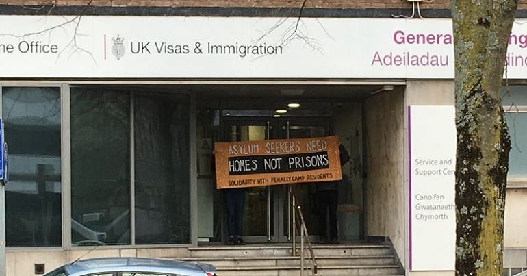 Refugee protest outside the home office