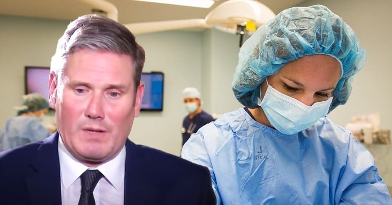An NHS worker and Keir Starmer