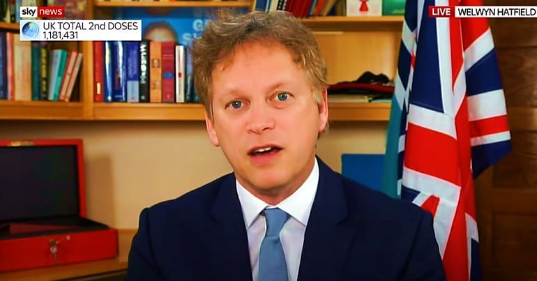 Grant Shapps on Sky News talking about coronavirus