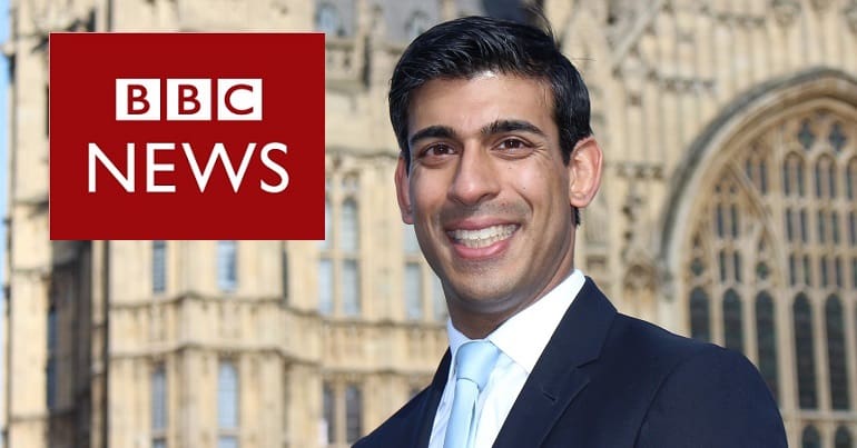 Rishi Sunak and the BBC News logo