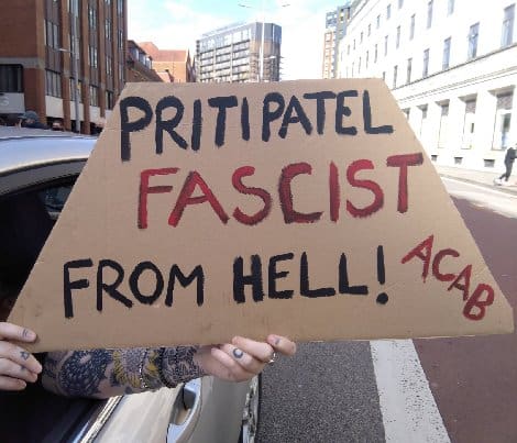 A placard at the Bristol Kill the Bill demo