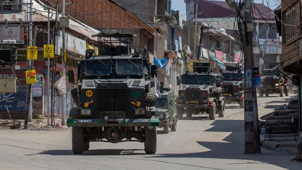 Army trucks in Kashmir