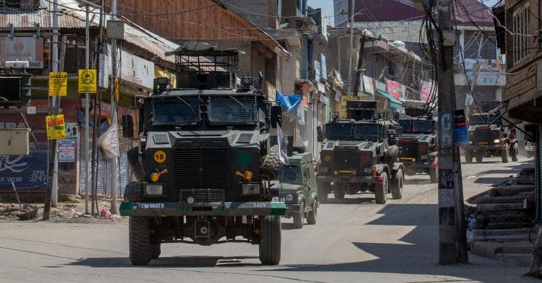 Army trucks in Kashmir