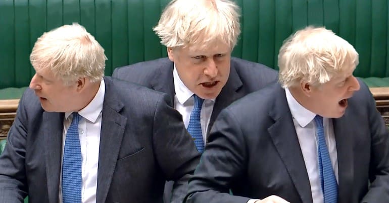 Boris Johnson repeatedly losing it at PMQs