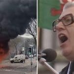 Loyalists petrol bomb a bus & DUP's Ian Paisley 1980s