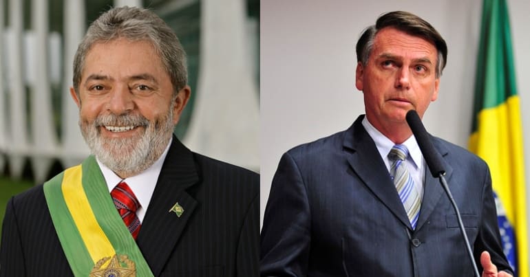 Former Brazilian president Luiz Inácio "Lula" da Silva and current president Jair Bolsonaro