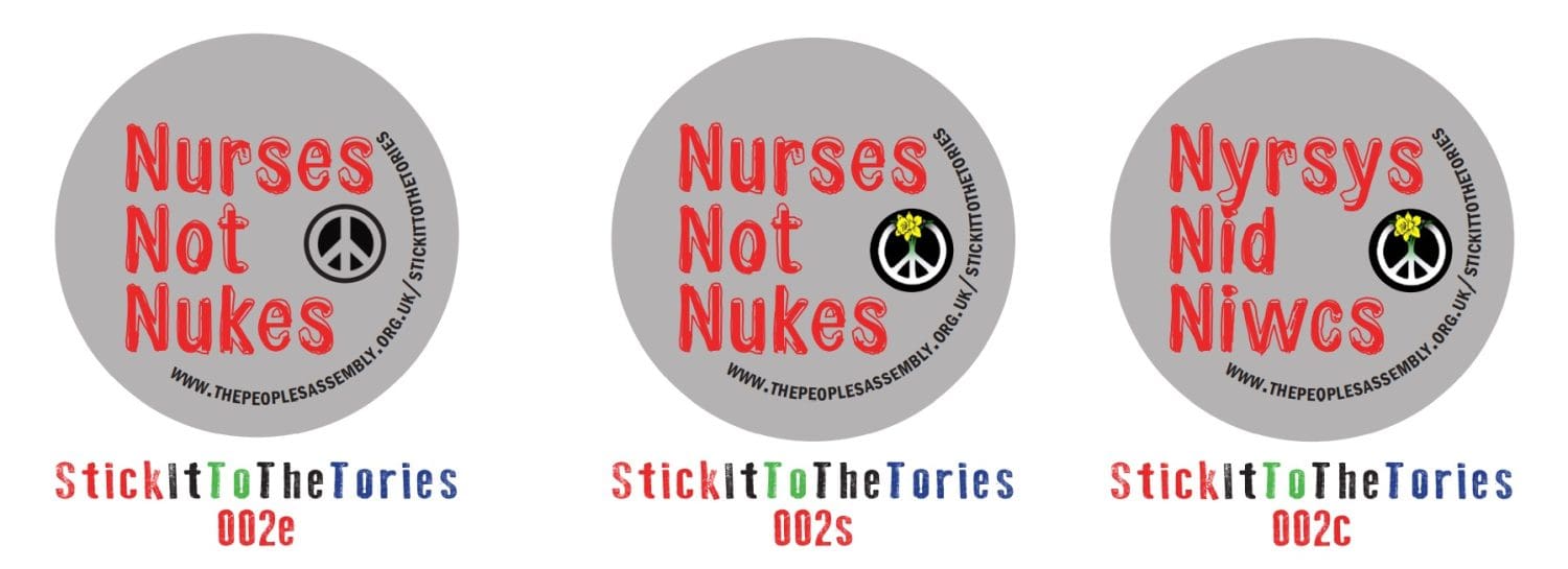 Nurses Not Nukes stickers