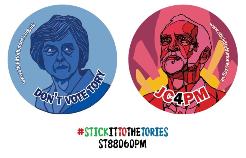 A set of 2017 general election stickers