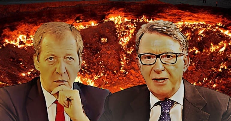 The Door to Hell with Blairites Alastair Campbell and Peter Mandelson