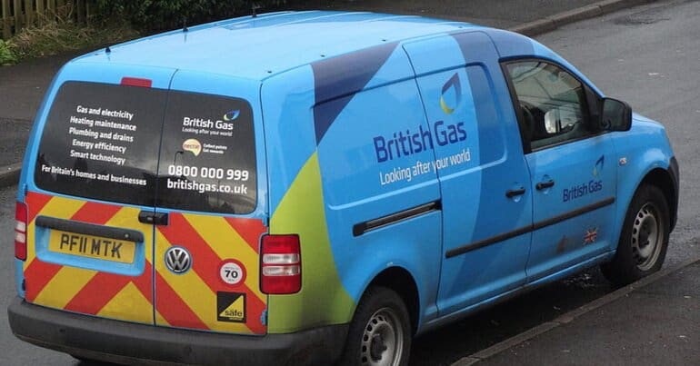 British Gas van representing prepayment meters and energy