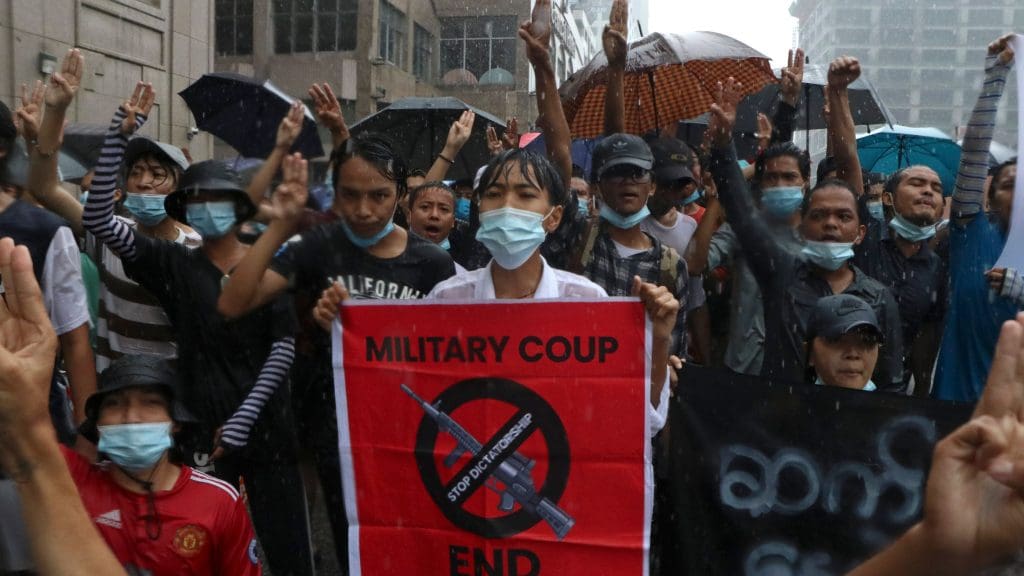 Myanmar coup protestors