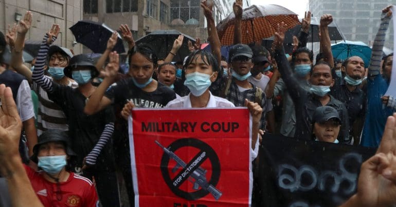 Myanmar coup protestors