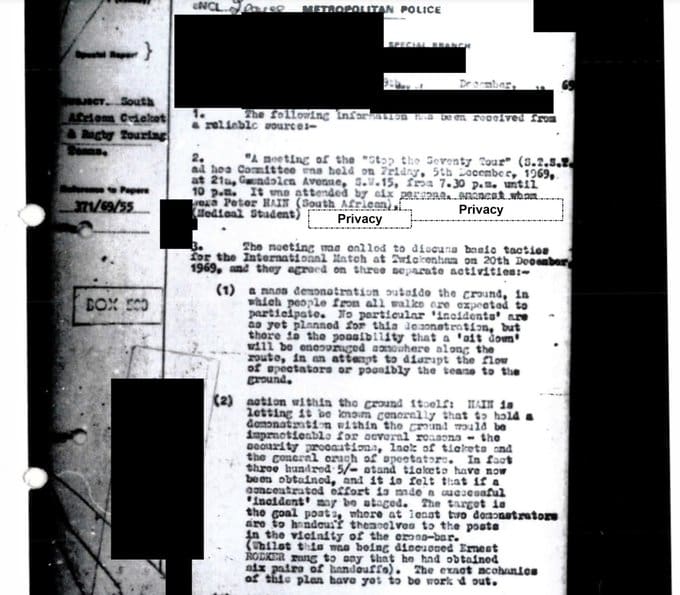 SDS report on Hain meeting at family home