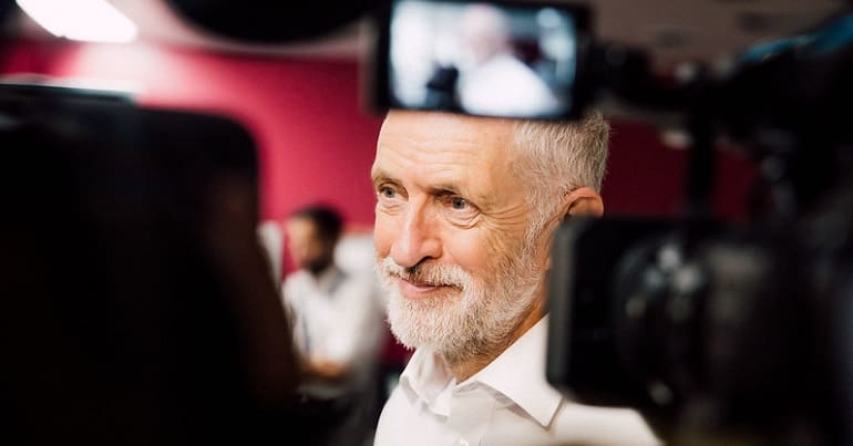 Jeremy Corbyn in front of the cameras