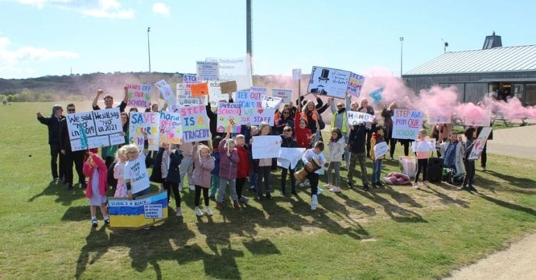 Kids protesting forced academy