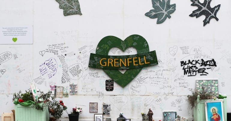A Grenfell tribute wall