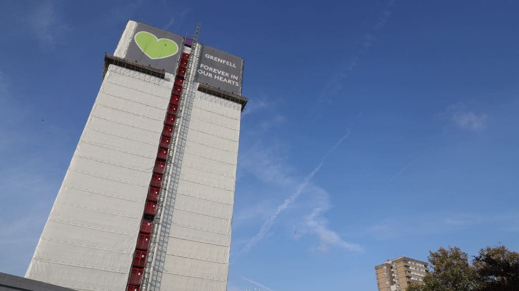 Grenfell covered in scaffolding