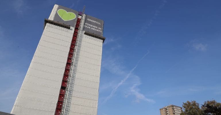 Grenfell covered in scaffolding