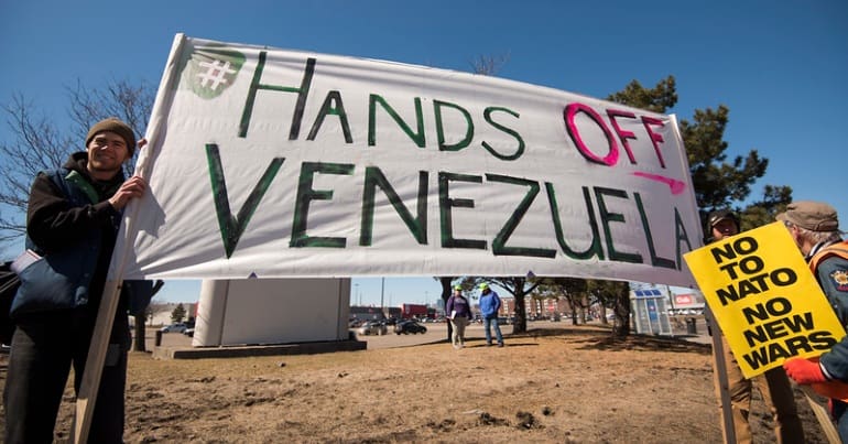 'Hands Off Venezuela' protesters