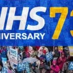 An NHS anniversary banner
