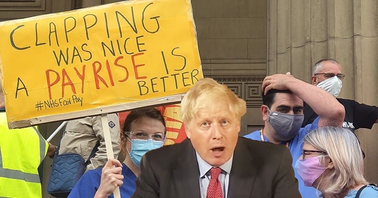 Boris Johnson and some NHS workers