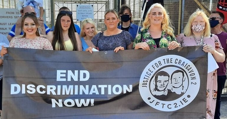 John Paul Wootton's campaign team outside Maghaberry Prison Belfast