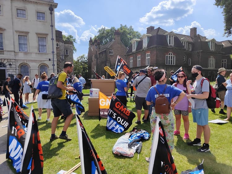 The NHS Demo outside parliament