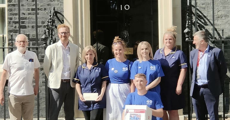 The NHS petition being delivered to Downing Street