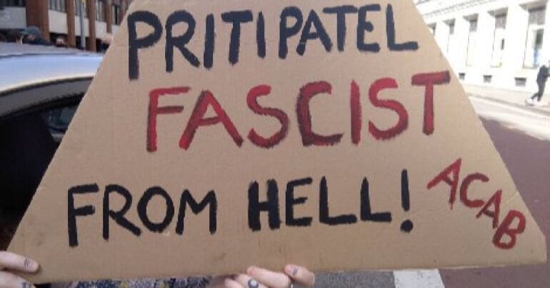 Priti Patel placard