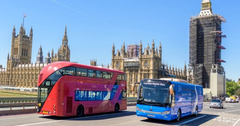 Electric buses in front of parliament