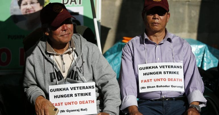Gurkhas on hunger strike
