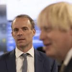 Dominic Raab looking at Boris Johnson