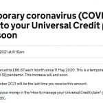 A DWP notice about Universal Credit