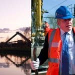 A coal power station and prime minister Boris Johnson
