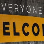 'Everyone is welcome' graffiti