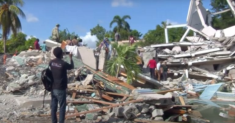 Rubble in the wake of a deadly earthquake in Haiti