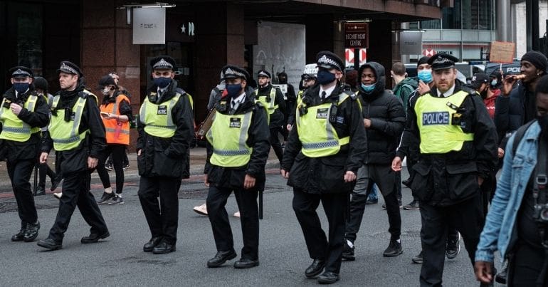 Metropolitan Police at Black Lives Matter protest 2020