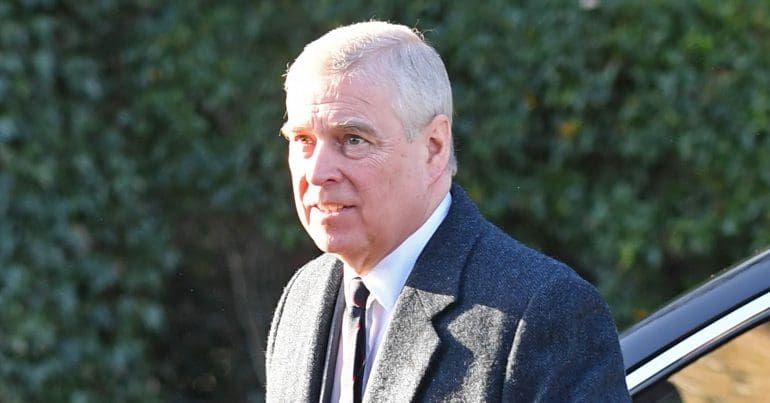Prince Andrew pictured with half of his face in darkness
