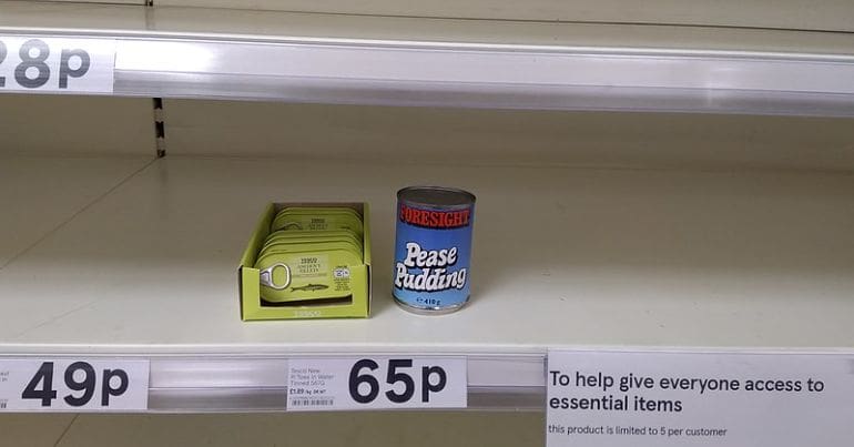 Empty supermarket shelves