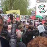 A PSC demo and Labour leader Keir Starmer and the PSC logo