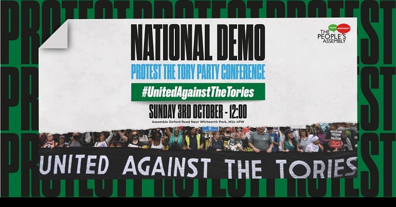 A graphic from the People's Assembly demo against the Tories